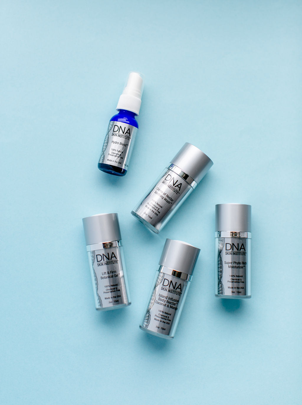 Creme of Nectar Soothing Wash .5 oz Super Phyto Rich Moisturizer .5 oz Lift and Firm Botanical Gel .5 oz Hydro Blend .5 oz Island Infusion Body Nectar .5 oz