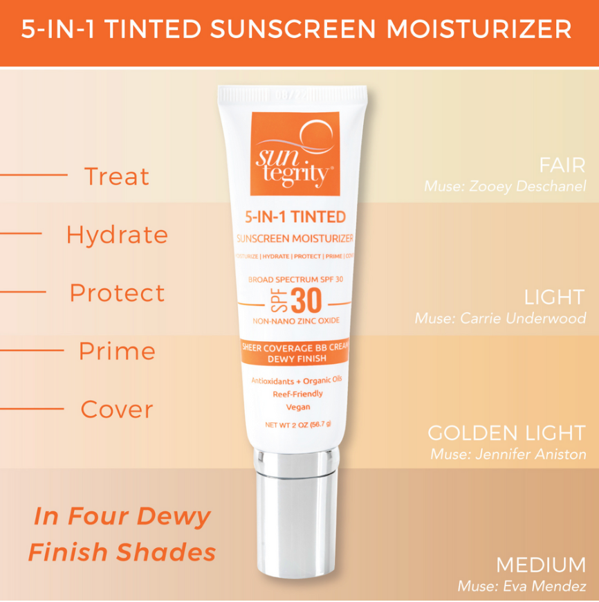 Suntegrity 5-IN-1 Tinted BB Cream Broad Spectrum 30 Mineral SPF -GOLDEN LIGHT